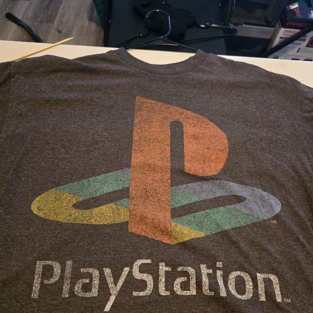 Sony PlayStation Logo T-Shirt - Multicolor on Gray